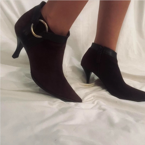 Brown Pointed Toe Suede Bally Ankle Boots - Picture 5 of 8